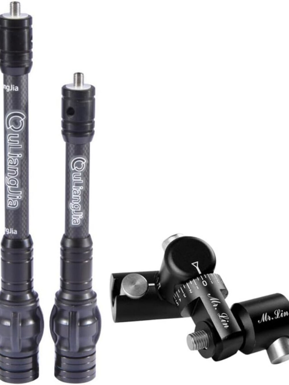 Carbon Fiber Bow Stabilizer & Single Side V-Bar Kit with Weights for Archery